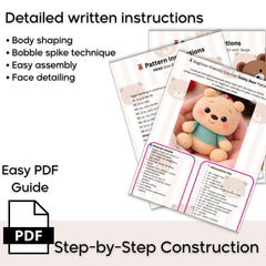 Crochet Bear Pattern PDF  | Beginner Amigurumi Teddy Bear | Easy Plush Toy Instant Download