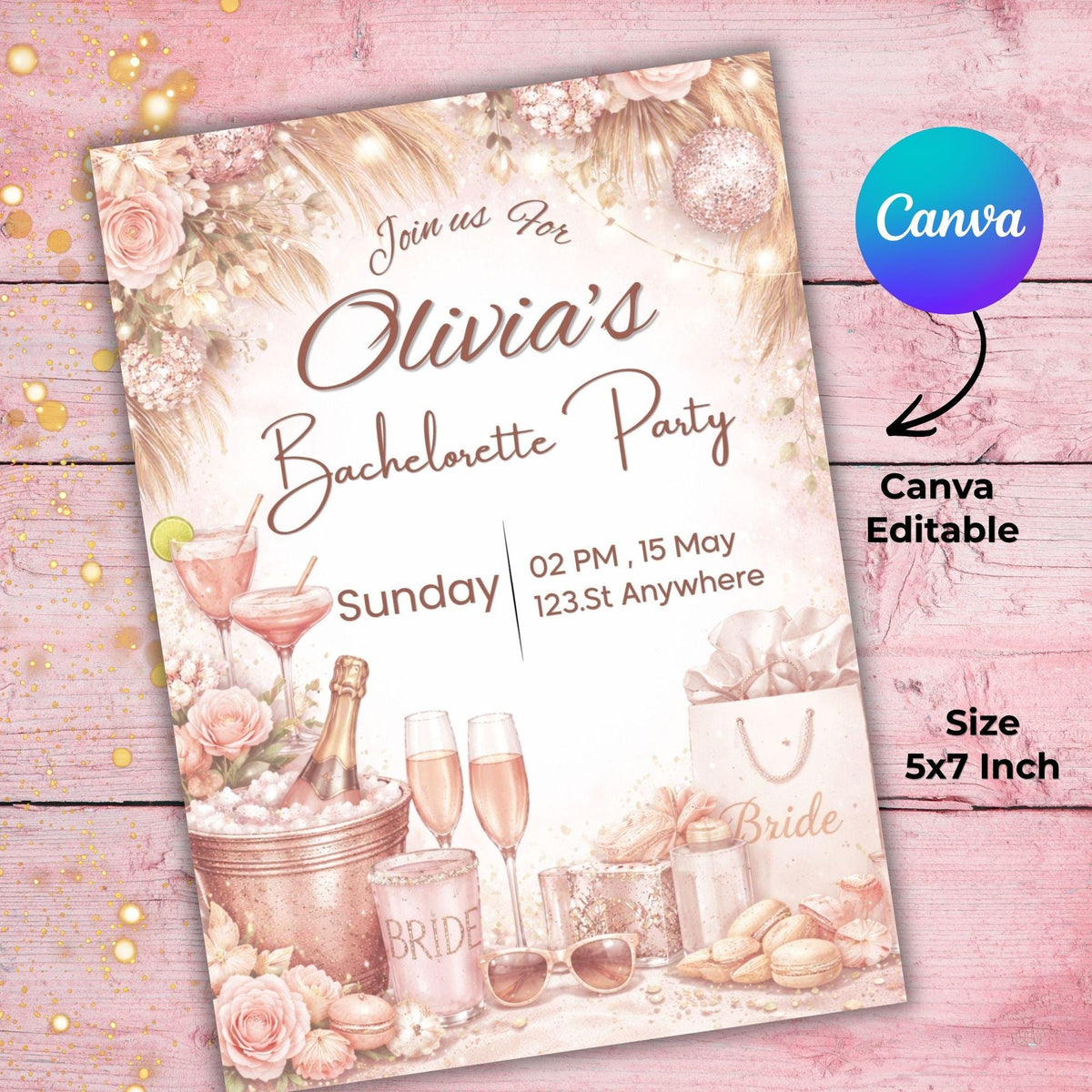 Editable Bachelorette Party Invitation | Hen Party Canva Template (Digital Download)