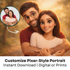 Custom Pixar Style Portrait | Personalized Couple, Family Gift (Digital Download)