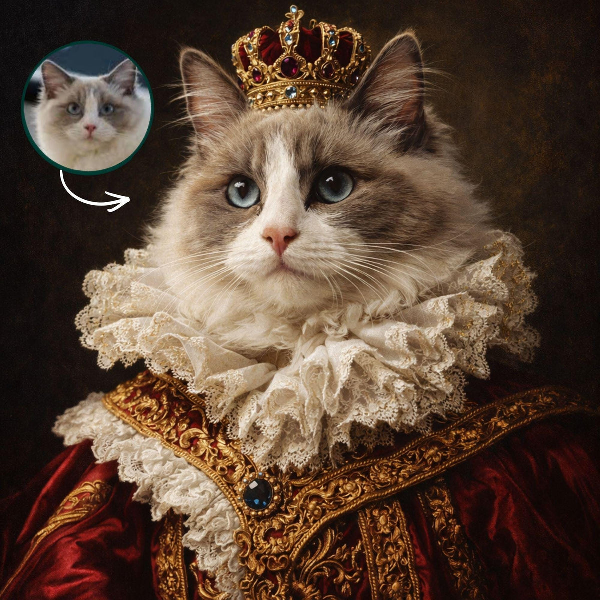 Custom Royal Pet Portrait | Regal Dog Cat King Queen Art (Digital Download)