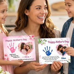Mothers Day Gift Handprint Craft Printable | Editable Kids Printable Art with Photo | DIY Mom Keepsake Gift Canva Template