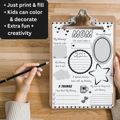 All About Mom Printable | Kids Mother's Day Keepsake Worksheet (Instant Download)
