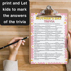 Mothers Day Trivia Printable Game | Family Party Activity & Kids Quiz Sheet A4 US Letter Instant Download