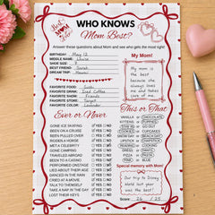 Who Knows Mom Most Game | Mother's Day Activity | All About Mom Quiz (PDF Download)