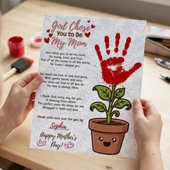 Christian Mother's Day Handprint Craft | God Chose You to Be My Mom Printable | Sunday School Church Activity | Kids Keepsake Gift for Mom