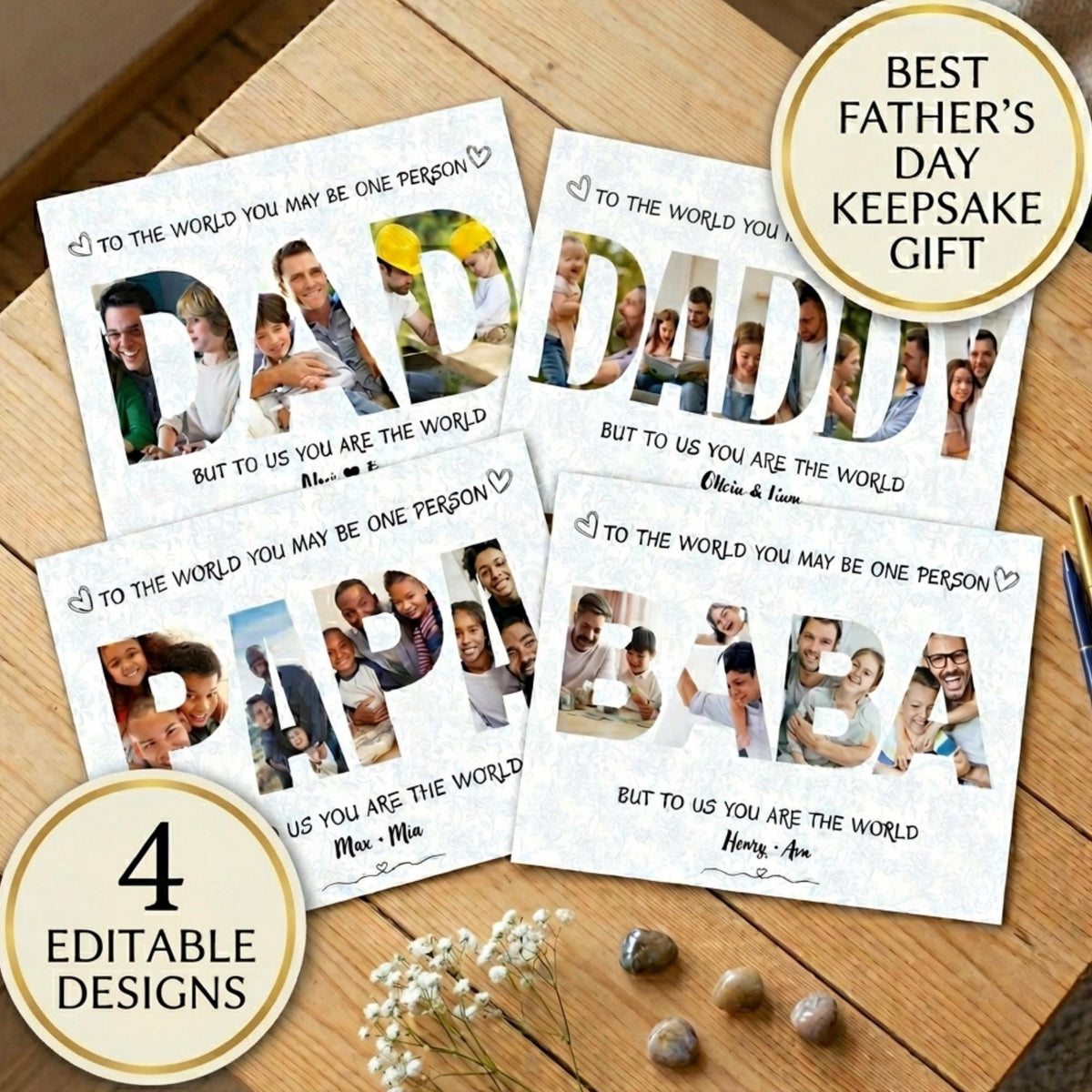 Father’s Day Gift for Dad | Editable Daddy Photo Collage Canva Template | Custom Dad
