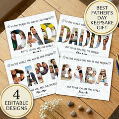 Father’s Day Gift for Dad | Editable Daddy Photo Collage Canva Template | Custom Dad