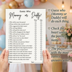 Baby Shower Game Printable | Guess Who Mommy or Daddy Game | Funny Baby Shower Activity | Editable PDF Download