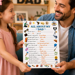 All About My Dad Printable | Father's Day Questionnaire for Kids | Dad Gift From Kids