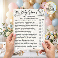 Baby Shower Fact or Fiction Game Printable | True or False Baby Shower Trivia, Baby Sprinkle Activity, Editable Canva