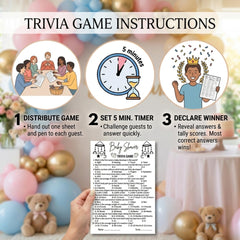 Baby Shower Trivia Game Printable  | Baby Shower Games, Baby Trivia Quiz, Gender Neutral Activity, Instant Download