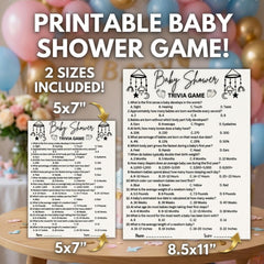 Baby Shower Trivia Game Printable  | Baby Shower Games, Baby Trivia Quiz, Gender Neutral Activity, Instant Download
