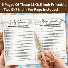Baby Shower Family Feud Game Printable | 5 Unique Versions, Answer Keys Included | Gender Neutral Baby Shower Activity