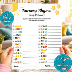 Nursery Rhymes Emoji Game Printable | Baby Shower Emoji Pictionary| Instant Download PDF, Fun Nursery Rhyme Quiz