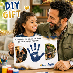 Father's Day Handprint Craft with Photo | Editable Canva Printable, DIY Dad Gift from
