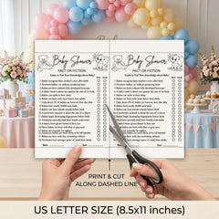 Baby Shower Fact or Fiction Game Printable | True or False Baby Shower Trivia, Baby Sprinkle Activity, Editable Canva