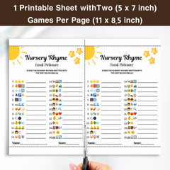 Baby Shower Emoji Game Printable  | Emoji Pictionary Baby Shower Activity, Instant Download, 2 Sizes Included