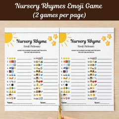 Nursery Rhymes Emoji Game Printable | Baby Shower Emoji Pictionary| Instant Download PDF, Fun Nursery Rhyme Quiz