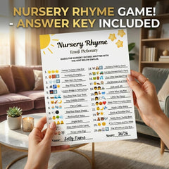 Nursery Rhymes Emoji Game Printable | Baby Shower Emoji Pictionary| Instant Download PDF, Fun Nursery Rhyme Quiz