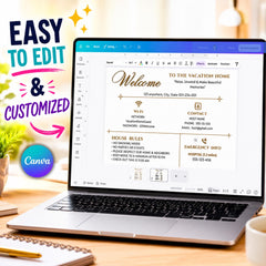 Airbnb Welcome Sign Template Editable Canva | Vacation Rental WiFi Sign, VRBO Welcome Board Digital Download